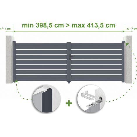 Verstellbares Drehtor Breite 4m VOGEL H.140cm grau Aluminium
