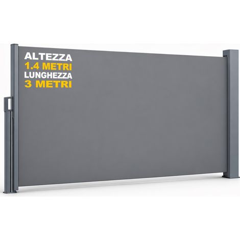 Tenda Sole Laterale Retrattile 1.4x3 Metri Telo Frangivista Avvolgibile Grigio (1/5)