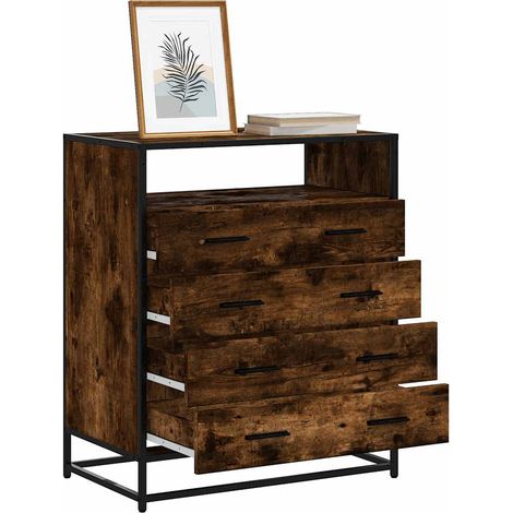 Cómoda de madera contrachapada roble ahumado 70x41x83,5 cm vidaXL (1/5)