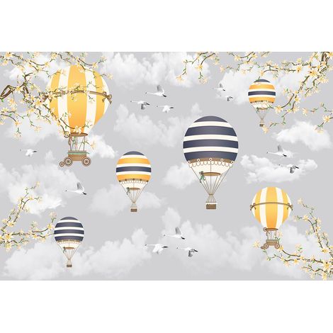 Papier peint panoramique Enfants - Montgolfières - 130 cm x 89 cm (1/2)