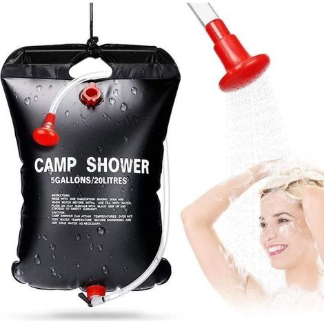 Sac de Douche Solaire Camping 20L Portable Chauffe-Eau Solaire avec Flexible et Tête de Douche (1/4)