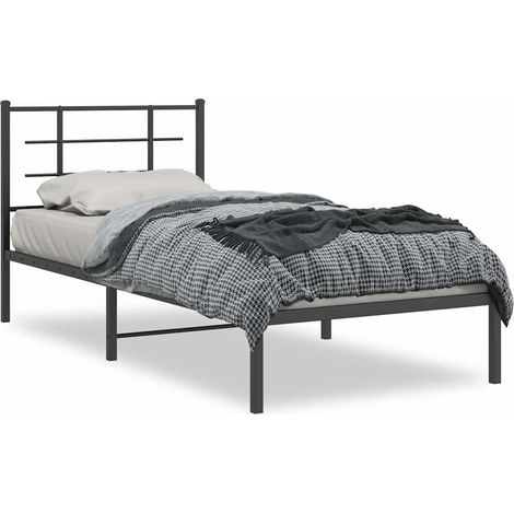 Maison Exclusive - Cadre de lit métal sans matelas avec tête de lit noir 90x200 cm (1/5)