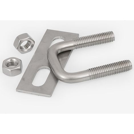 Boulon en U carré en acier inoxydable 304, boulon en U avec écrous, plaque de rack, rondelles rondes(2PCS) (1/5)