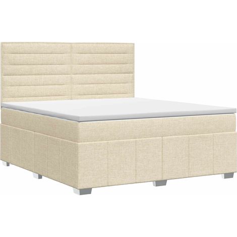 Lit boxspring avec matelas Crème 140 x 200 cm Tissu vidaXL