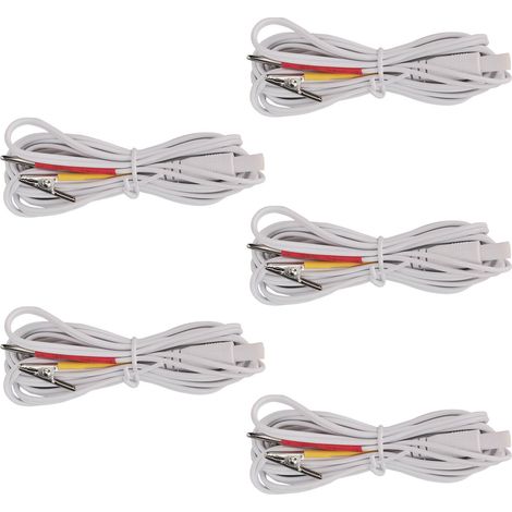 Lot de 5 pinces oreille stimulantes blanches, clips isolés en cuivre avec gaine PVC, électrodes fil pour massage par grattage (1/5)