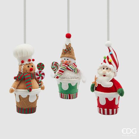 EDG Enzo De Gasperi Decoro Babbo Natale Uomoneve Marzapane Ass. H 21 Green Red 1 Pz
