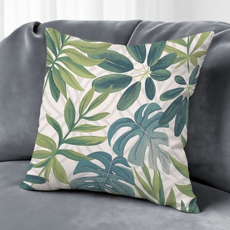 Housse de coussin plantes fleurs papillon, décoration maison rustique,50×50cm (1/5)
