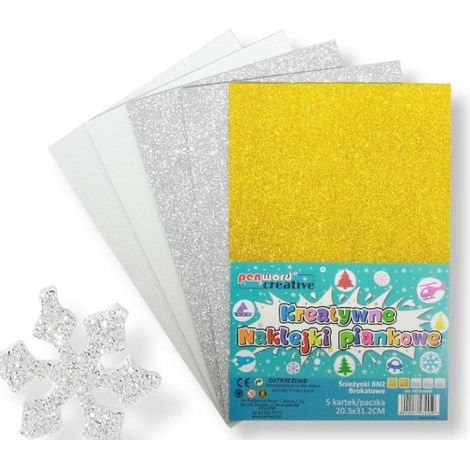 Adesivi in schiuma a forma di fiocco di neve, 20,3 x 31,20 cm, 5 pezzi
