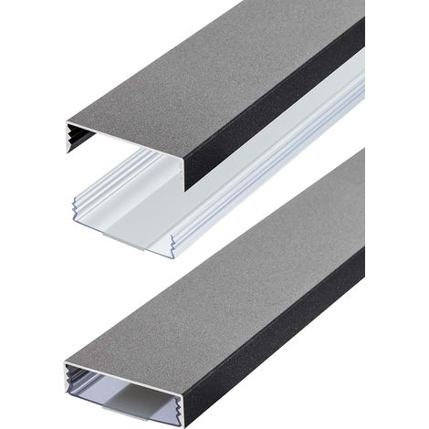 Goulotte de câbles design plat en aluminium laqué en fonte style anthracite structure fine autocollante 50 mm x 15 mm Alunovo goulotte/conduit d'installation (longueur : 100 cm) (1/5)