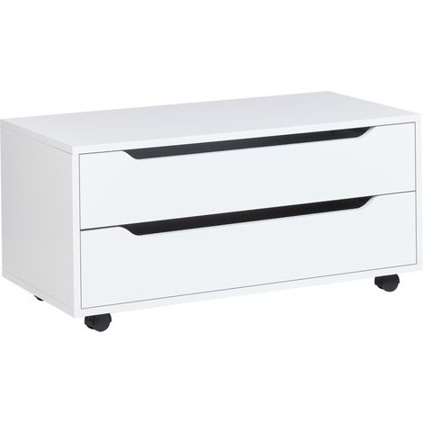 Mueble de baño de MDP material sintético ruedas 2 cajones almacenaje de baño blanco Osasco