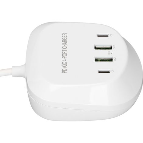 Station de charge USB T3P+ à 4 ports avec 2 ports Type C et 2 ports QC3.0 pour téléphones portables et tablettes 100-240 V (prise UE) (1/5)