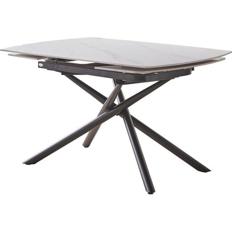 Tavolo "Canopus" con sistema ad apertura rotante, design moderno, 130/190 x 90 x h 76 cm -Bianco Lucido (1/4)