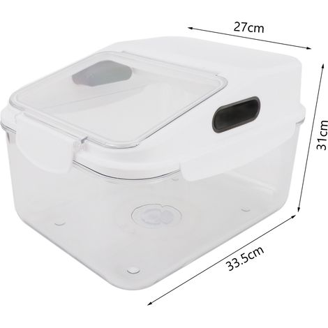 Récipient de riz hermétique anti-humidité, grand bac transparent blanc 15kg pour cuisine familiale (1/5)