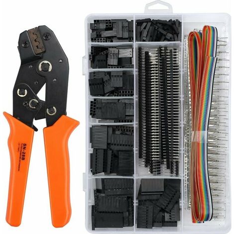 KZQ Dupont-Crimpwerkzeug-Set mit 1550 Stück 2,54 mm und 3,96 mm isolierten Dupont-Steckern/Buchsen mit Ratschenmechanismus, 28–18 AWG, 0,25–1,5 mm² (1/4)