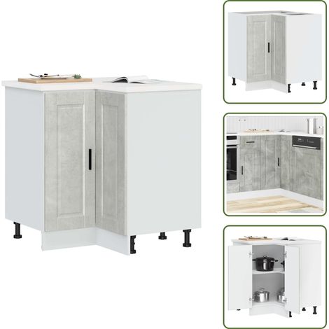 Mobile da cucina - vidaXL Base ad Angolo Cucina Porto Grigio Cemento in Legno Multistrato - Base in truciolato