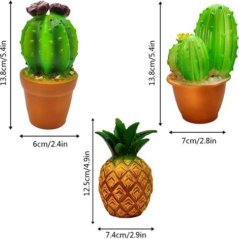 (Triplo Cactus) Lampada solare da esterno a forma di cactus e ananas per giardino e patio. (1/5)