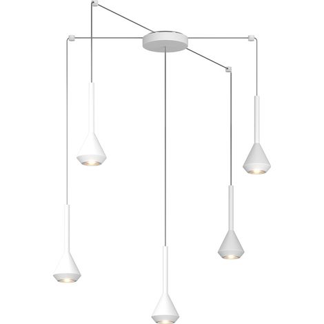 Lampadario Moderno Aygo Metallo Bianco 5 Luci Gu10