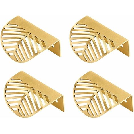 Poignée de meuble en laiton doré en forme de feuille pour tiroir, porte ou meuble de placard. (1/5)