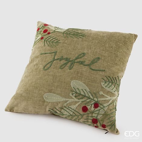 EDG Enzo De Gasperi Joyful Cuscino Quadrato Natalizio 45 x 45 Cm Verde Salvia