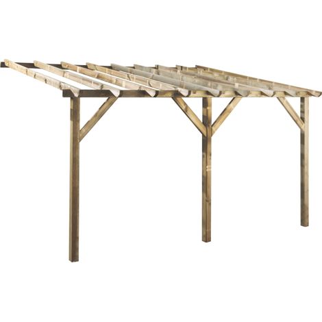 Pergola en bois adossable ETRETA - 250.8 x 300 x 400 cm