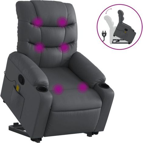 Fauteuil de massage inclinable en similicuir gris (1/5)