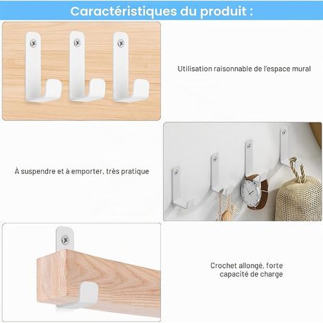 Porte Manteau Mural Blanc Vis de Fixation,Crochet Porte Manteau Crochets pour Serviettes à Percer Crochet a Visser Patere Crochets Mural pour Vestes,Manteaux,Écharpes,Serviette (1/2)