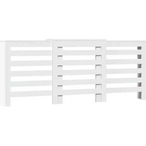 Cache-radiateur blanc 205x21,5x83,5 cm bois d'ingénierie