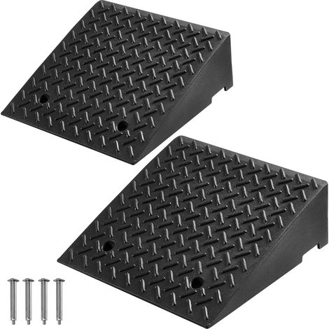 Mophorn Rampe de trottoir robuste, hauteur 18 cm, lot de 2 rampes antidérapantes, capacité de charge 3,175 tonnes, adaptées aux fauteuils roulants, poussettes, motos et voitures (1/5)