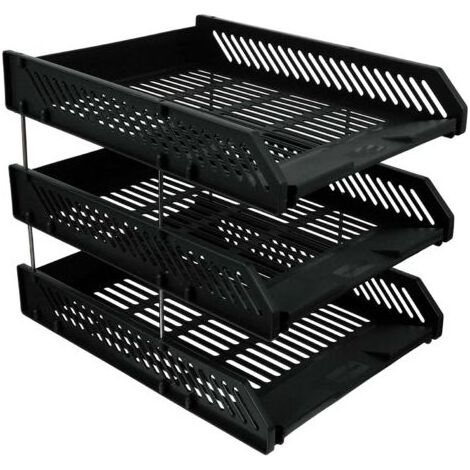 3 plateaux en plastique organisateur de fichiers de bureau noir vertical document bac à lettres organisateur empilable trieur porte-fichier avec organisateur de tiroir pour bureau maison (1/5)
