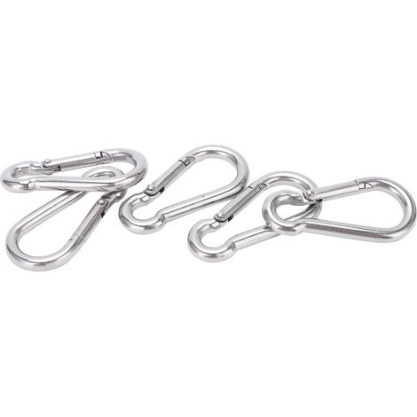 Lot de 5 mousquetons de 50 mm en acier inoxydable robuste avec ressort pour hamac et laisse de chien (1/5)