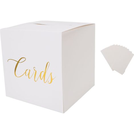 Caja para tarjetas sencilla y elegante, 22x22x22,5 cm, 10 tarjetas en blanco (blancas) (1/5)