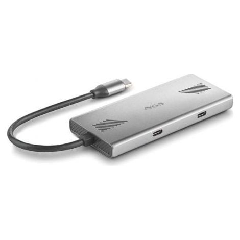 NGS WONDERDUO-C - Adaptador Multipuerto USB de Aluminio 4 en 1, 2 USB-C + 2 USB-A, Alta Velocidad 5 Gbps, Compatible con PC, Mac y Tablet, Diseño Portátil y Ligero, Carcasa de Aluminio, Cable 180 mm