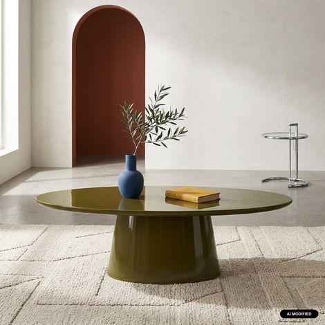 Table basse ovale finition glossy kaki - Nell