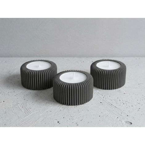 Lot de 3 photophores pour petites bougies chauffe-plat Design moderne en plastique bio (gris foncé, 3 cm) (1/5)