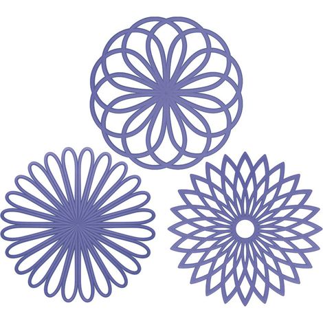Ensemble de 3 pièces pour la cuisine : tapis isolant thermique, tapis isolant en silicone, gants isolants, set de table, tapis multi-usages résistant à la chaleur à motif floral - violet (1/5)