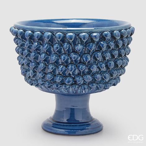 EDG Enzo De Gasperi Vaso Fenice Pigna con Piede H 31 Cm D 33 Cm Colore Blu (1/3)