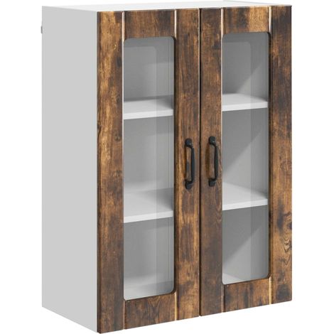 Maison Exclusive - Mobile in vetro da parete LUCCA Rovere Fumo 60 x 31 x 80 cm