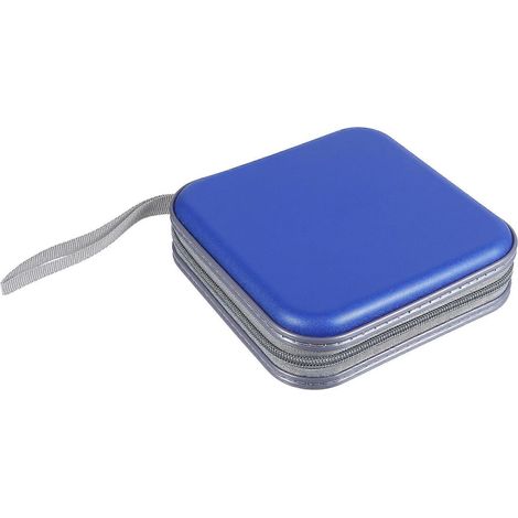Tragbare Kunststoff-DVD-Hülle mit Reißverschluss für 40 DVDs, CD-Aufbewahrungstasche mit Reißverschluss-15X15cm-Blue (1/3)