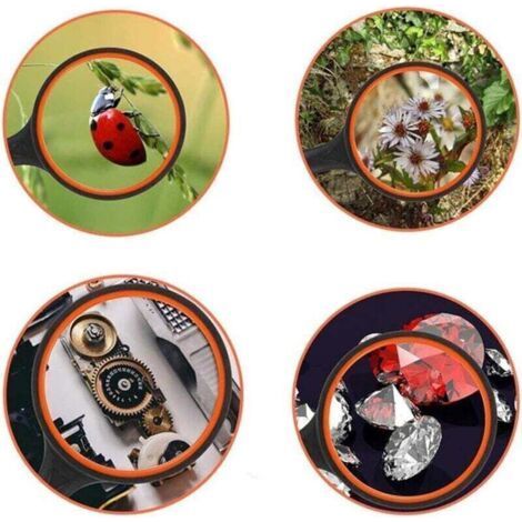 10X Magnifying Glass, Reading Magnifying Glass, Children's Magnifying Glass, Children's Insect Magnifying Glass, 80mm Magnifying Glass, Magnifying Glass with Non-Slip Soft Rubber Handle, for Children (1/3)