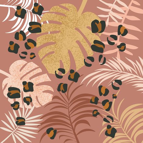 Papier peint panoramique - Feuilles Tropicales - 130 cm x 130 cm (1/2)