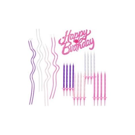 Juego de velas de cumpleaños rosas