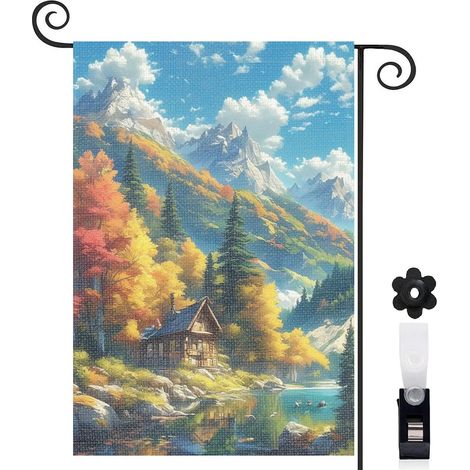 Drapeau de jardin décoration saisonnière toile résistante double face 30 x 45 cm pour entrée maison (1/5)