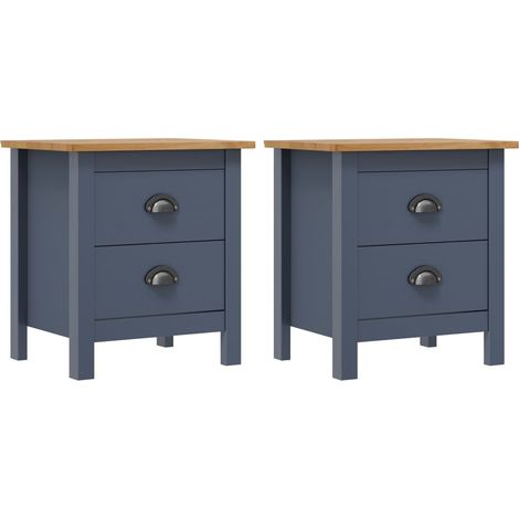 Mesitas de noche Hill 2 uds madera de pino gris 46x35x49,5 cm vidaXL