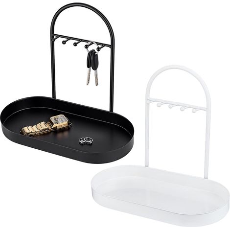 2 support de Rangement pour Bijoux et Porte Clés Porte Clés et Plateau à Bijoux avec 5 crochet Support Multifonctionnel pour Colliers Chaînes Bagues Boucles D'Oreilles et Clés 2 couleur (1/5)