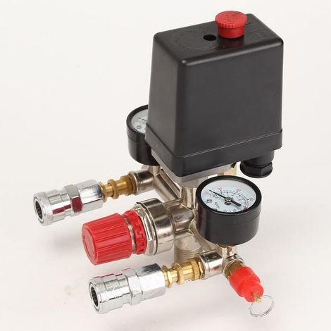 Compresseur D\'Air Pressostat Pompe + Valve Régulation Pression Contrôle Jauge (1/4)
