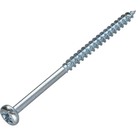 VBA Vis bois agglo Tête ronde TR Pozi N°3 6X100 Filetée sur 60 Acier zingué-30 pièces