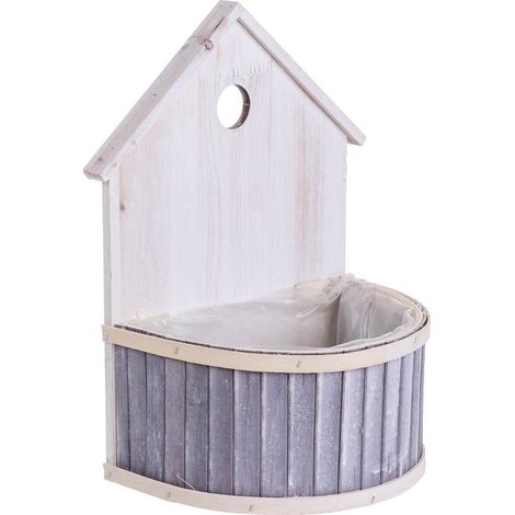 Soporte macetero de bambú redondo gris 25x15x31/11h cm (1/5)