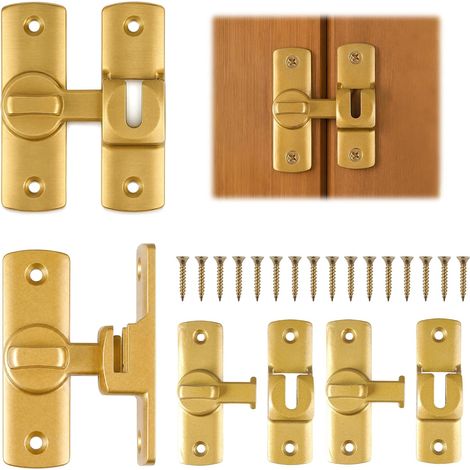 4 Pièces Verrou Porte Coulissante en Alliage D'aluminium, Fermeture Porte Métal Loquet Porta Coulissante, Petite Loquet Coulissant, pour Cuisines, Fenêtres, Portes de Jardin, Salle de Bains, Doré (1/5)