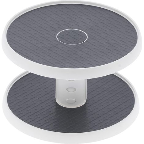 Organizador de armario giratorio de 2 niveles: especiero, estante giratorio, soporte ajustable para despensa y baño.