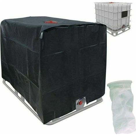 Bâche de protection solaire pour réservoir d'eau de pluie 1000 l IBC Noir (1/4)